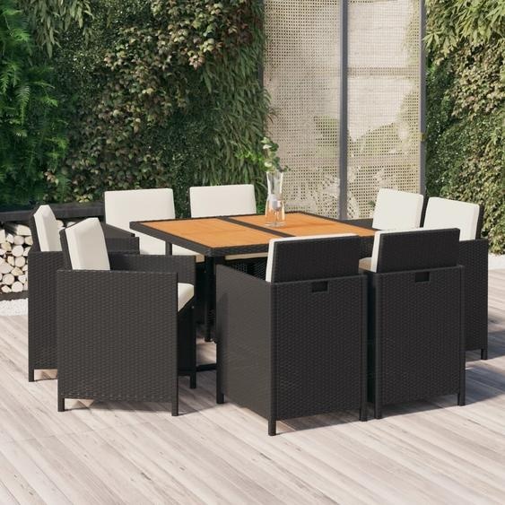 Maison Exclusive - Ensemble de salle à manger de jardin 9 pièces avec coussins en polyrotin noir