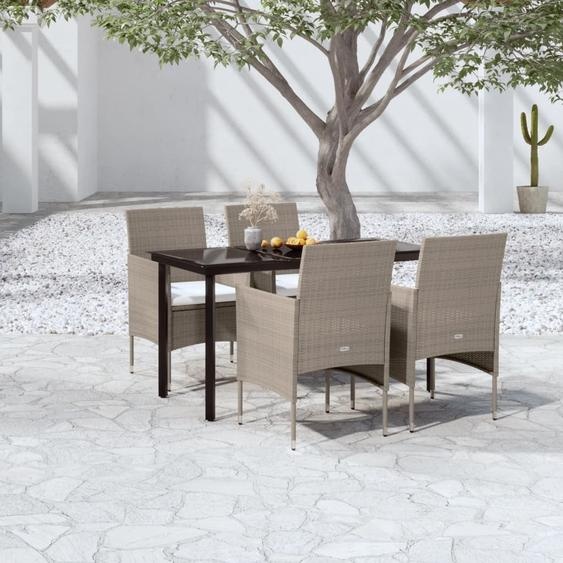Maison Exclusive - Ensemble de salle à manger dextérieur 5 pièces avec coussins beiges et noirs
