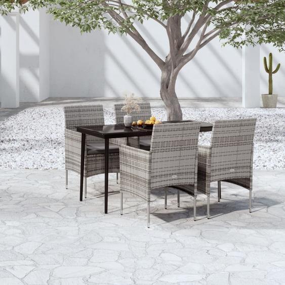 Maison Exclusive - Ensemble de salle à manger dextérieur 5 pièces avec coussins gris et noirs