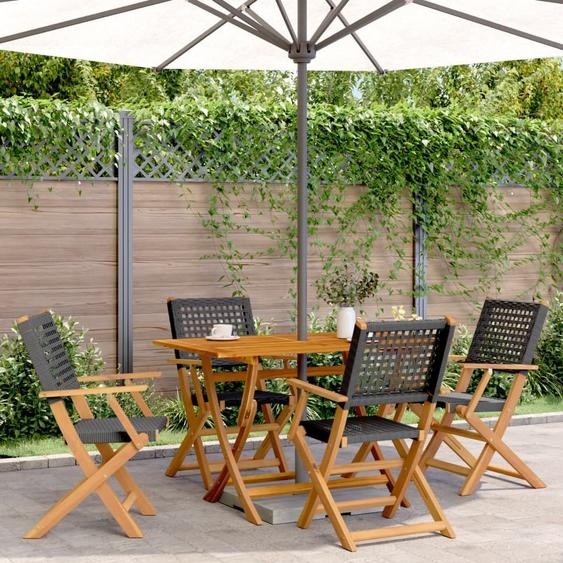 Maison Exclusive - Ensemble de salle à manger dextérieur 5 pièces en rotin synthétique noir et bois massif