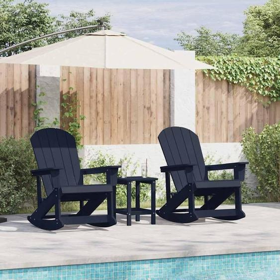 Maison Exclusive - Ensemble de salon de jardin 3 pièces, bleu marine, en PEHD