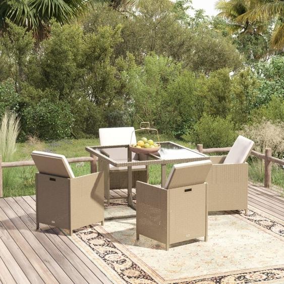 Maison Exclusive - Ensemble de salon de jardin 5 pièces avec coussins, en rotin synthétique beige