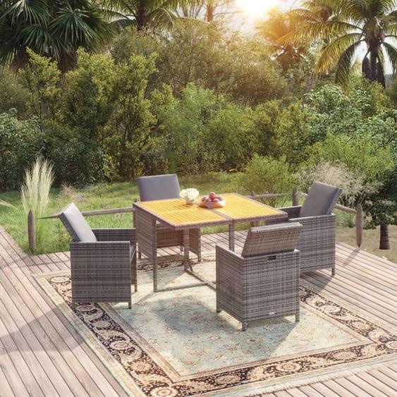 Maison Exclusive - Ensemble de salon de jardin 5 pièces avec coussins, en rotin synthétique gris
