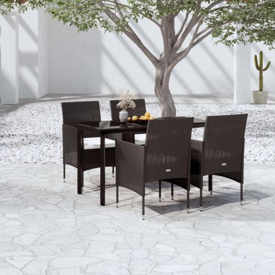 Maison Exclusive - Ensemble de salon de jardin 5 pièces avec coussins, noir