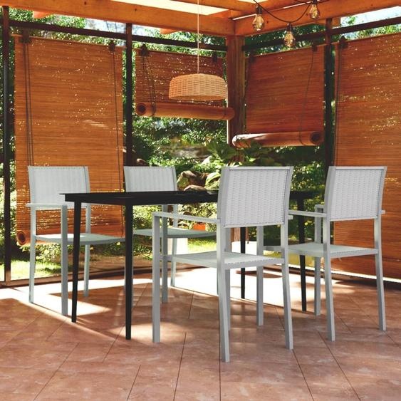 Maison Exclusive - Ensemble de salon de jardin 5 pièces, blanc