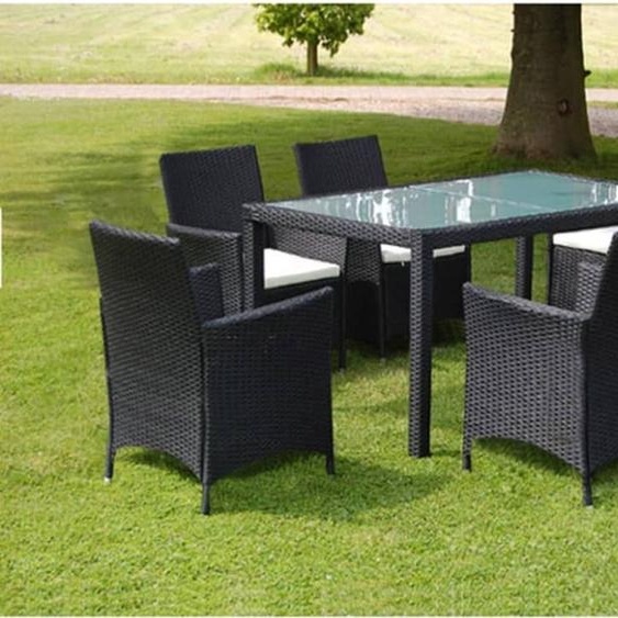 Maison Exclusive - Ensemble de salon de jardin 7 pièces avec coussins, en rotin synthétique noir