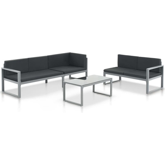 Maison Exclusive - Ensemble salon de jardin 3 pièces avec coussins Aluminium Noir