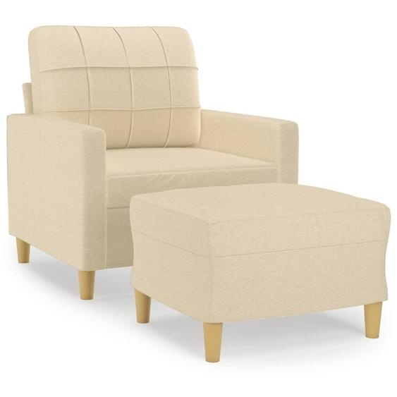 Maison Exclusive Fauteuil avec pouf Crème 60 cm Tissu