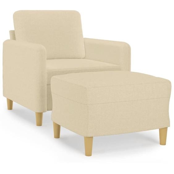 Maison Exclusive Fauteuil avec pouf Crème 60 cm Tissu