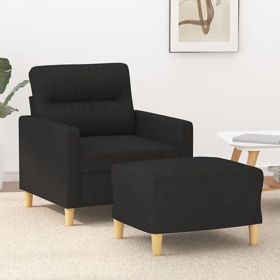 Maison Exclusive Fauteuil avec pouf Noir 60 cm Tissu