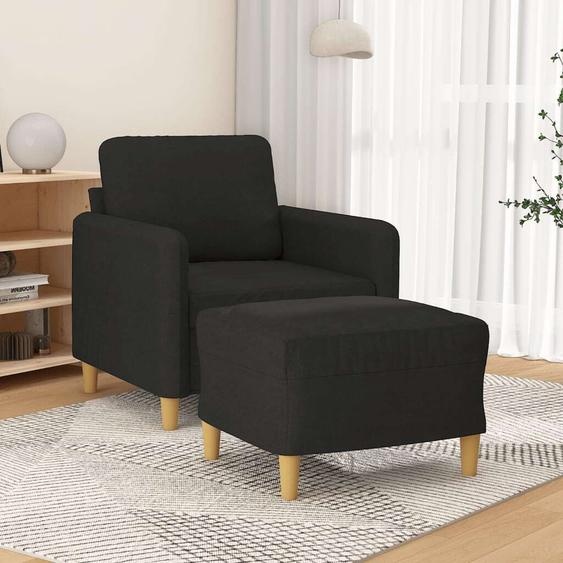 Maison Exclusive Fauteuil avec pouf Noir 60 cm Tissu