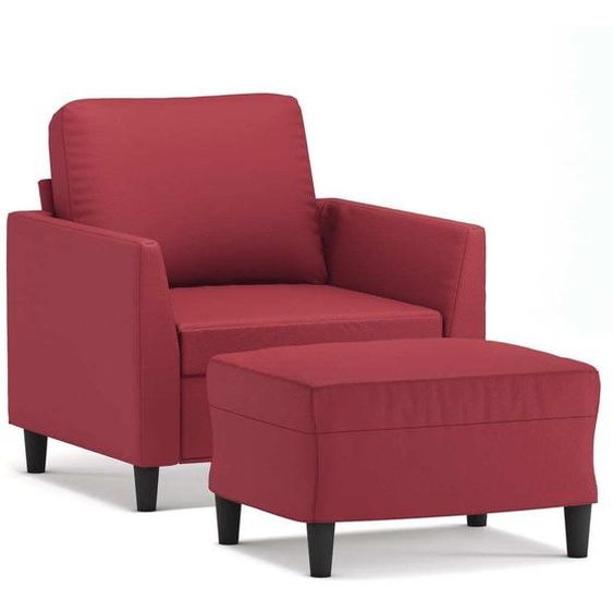 Maison Exclusive Fauteuil avec pouf vin rouge 60 cm simili cuir