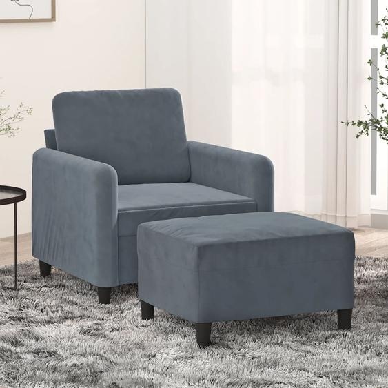 Maison Exclusive Fauteuil avec repose-pieds gris foncé 60 cm velours