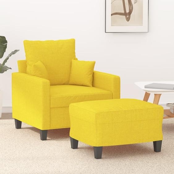 Maison Exclusive Fauteuil avec repose-pieds jaune clair 60 cm textile