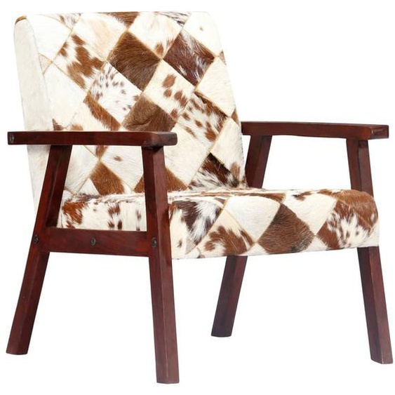 Maison Exclusive - Fauteuil blanc et marron cuir véritable de chèvre