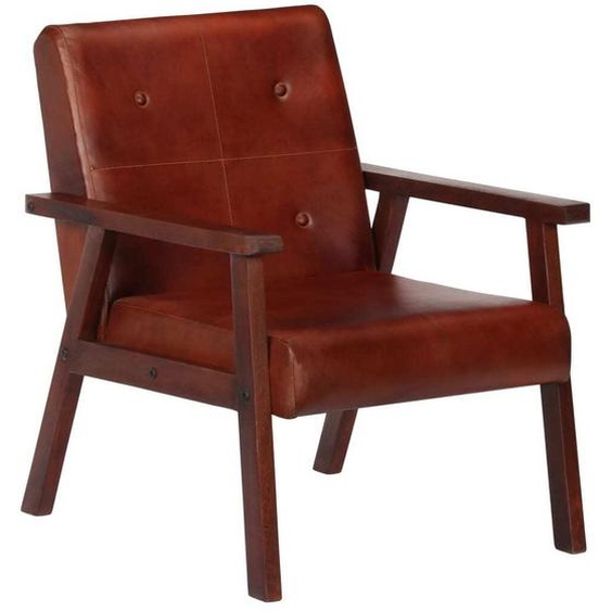 Maison Exclusive - Fauteuil marron cuir véritable