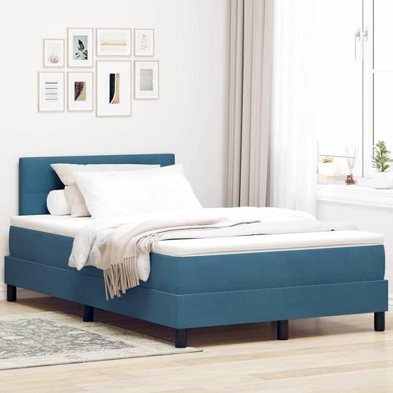 Maison Exclusive - Lit à ressort LED avec matelas Bleu foncé 120 x 200 cm Velours