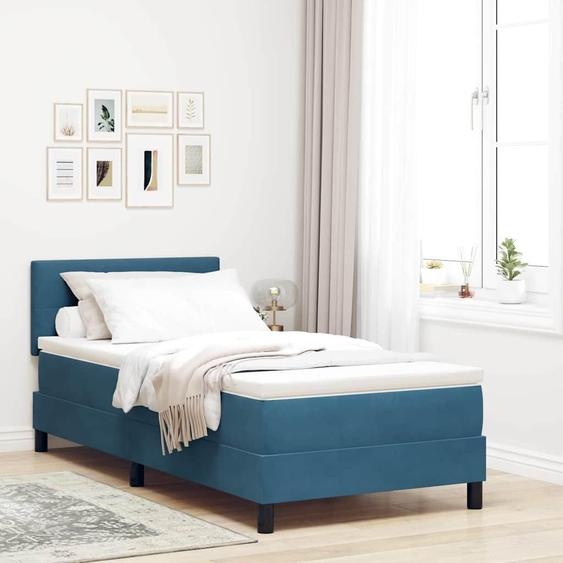 Maison Exclusive - Lit à ressort LED avec matelas Bleu foncé 90 x 190 cm Velours