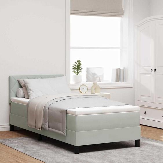 Maison Exclusive - Lit à ressort LED avec matelas Gris clair 90 x 190 cm Velours
