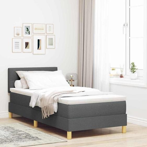 Maison Exclusive - Lit à ressort LED avec matelas Gris foncé 100 x 200 cm tissu