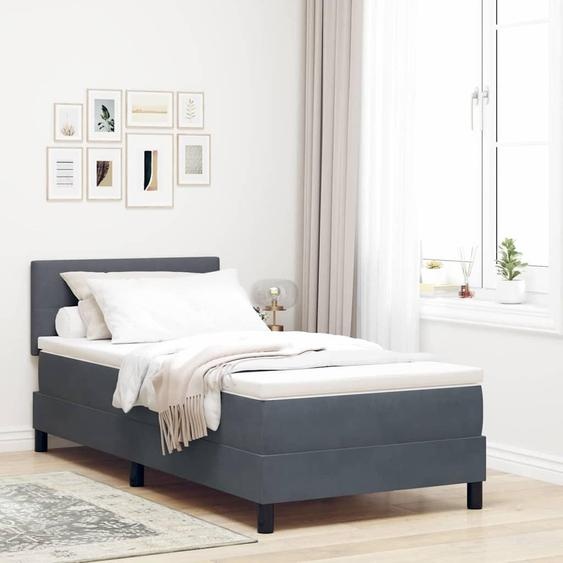 Maison Exclusive - Lit à ressort LED avec matelas Gris foncé 100 x 200 cm Velours