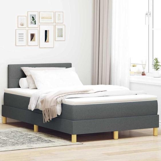 Maison Exclusive - Lit à ressort LED avec matelas Gris foncé 120 x 200 cm tissu