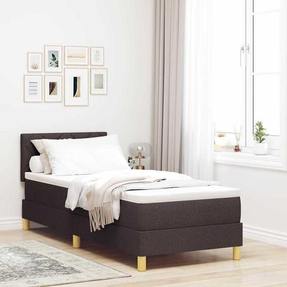Maison Exclusive - Lit à ressort LED avec matelas Marron foncé 80 x 200 cm tissu