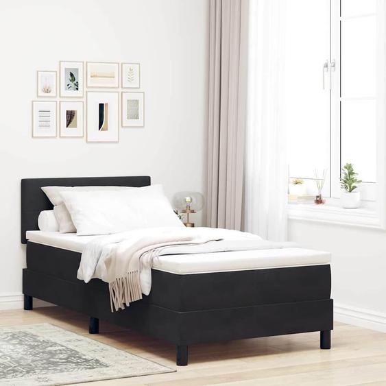 Maison Exclusive - Lit à ressort LED avec matelas Noir 90 x 190 cm Velours