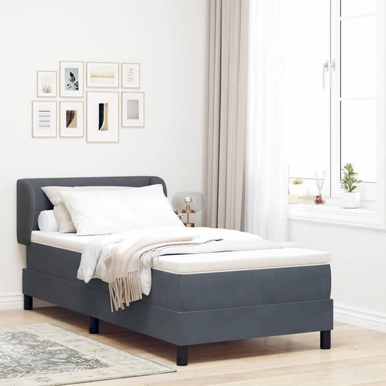 Maison Exclusive - Lit à ressorts avec matelas Gris foncé 90 x 200 cm Velours