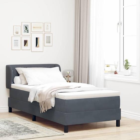 Maison Exclusive - Lit à ressorts avec matelas Gris foncé 90 x 200 cm Velours