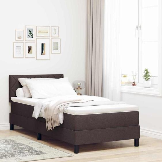 Maison Exclusive - Lit à ressorts avec matelas Marron foncé 90 x 200 cm tissu
