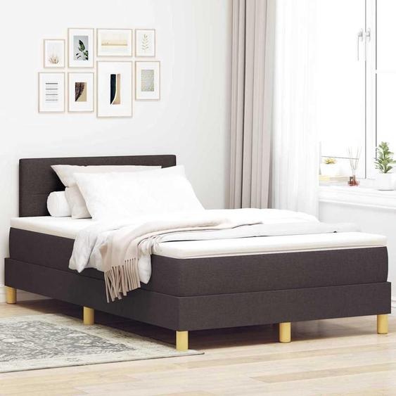 Lit boxspring exclusif avec tête de lit en tissu, couleur marron foncé, dimensions 120 x 190 cm