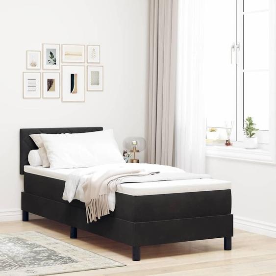 Maison Exclusive - Lit à ressorts LED avec matelas Noir 80 x 200 cm velours