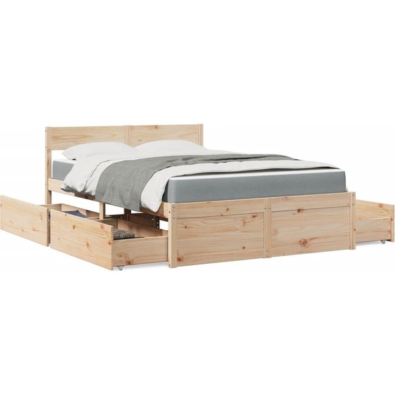 Maison Exclusive - Lit avec tiroirs et matelas 120x190 cm bois massif de pin