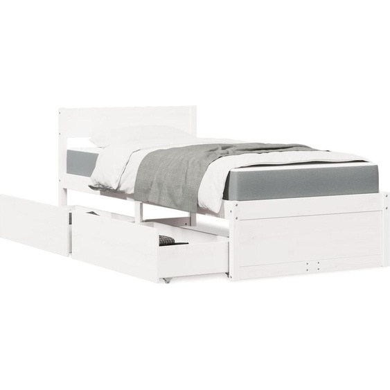 Maison Exclusive - Lit avec tiroirs et matelas blanc 100x200 cm bois massif de pin
