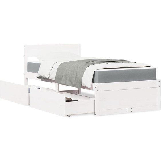 Maison Exclusive - Lit avec tiroirs et matelas blanc 90x200 cm bois massif de pin