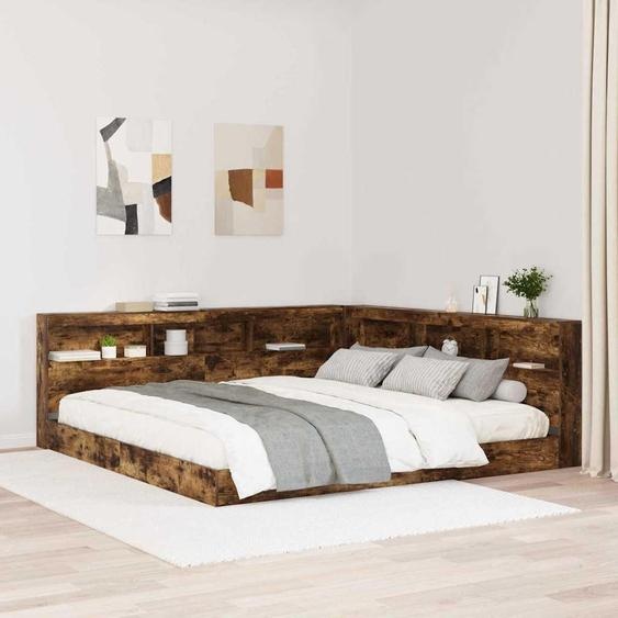 Maison Exclusive - Lit bibliothèque en chêne fumé 180 x 200 cm, bois dingénierie