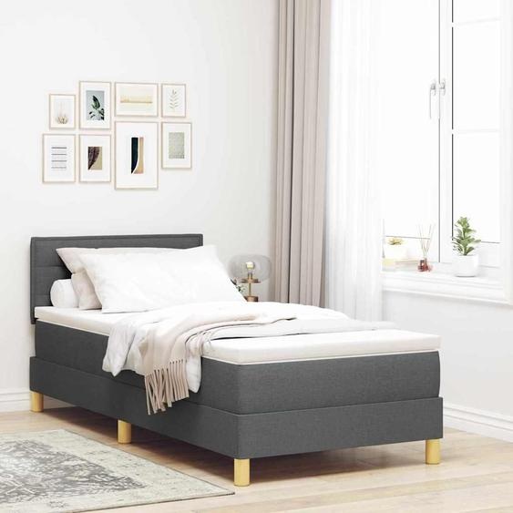 Maison Exclusive - Lit boxspring à LED avec oreillers, gris foncé, 80 x 200 cm, tissu