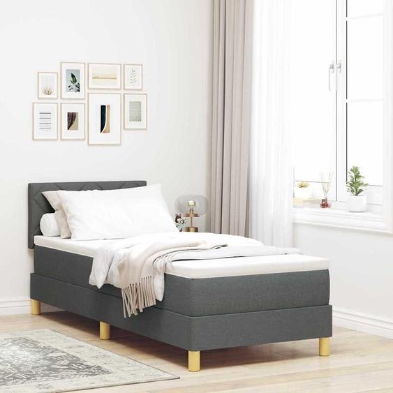 Maison Exclusive - Lit boxspring à LED avec oreillers, gris foncé, 80 x 200 cm, tissu