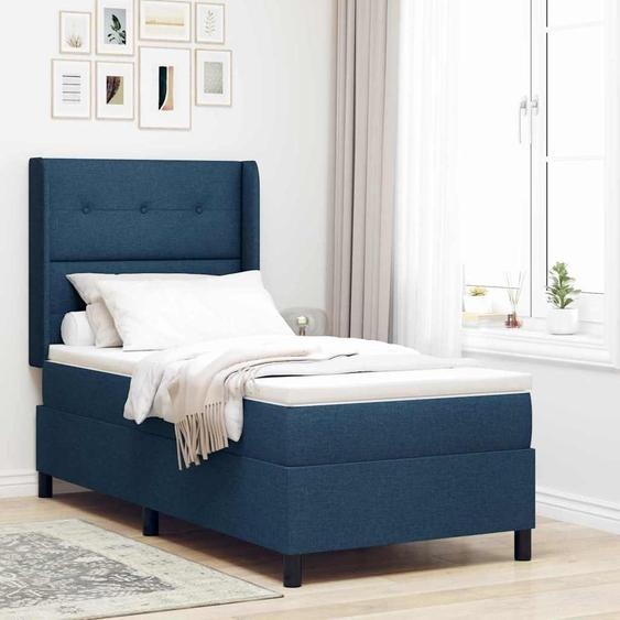 Maison Exclusive - Lit boxspring à LED avec tête de lit bleu 80 x 200 cm en tissu