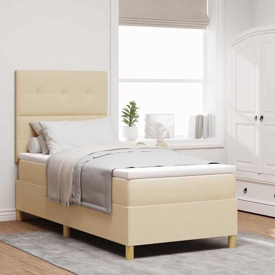 Maison Exclusive - Lit boxspring à LED avec tête de lit, couleur crème, 90 x 200 cm, tissu