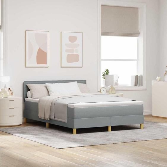 Maison Exclusive - Lit boxspring à LED avec tête de lit gris clair 140 x 190 cm, tissu