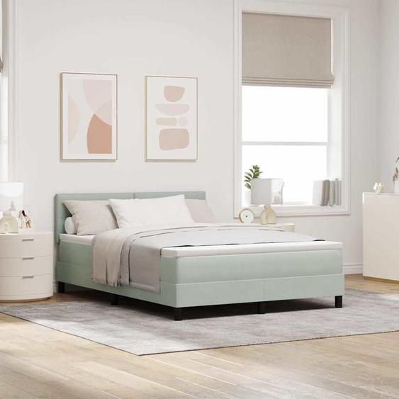 Maison Exclusive - Lit boxspring à LED avec tête de lit, gris clair, 140 x 200 cm, velours