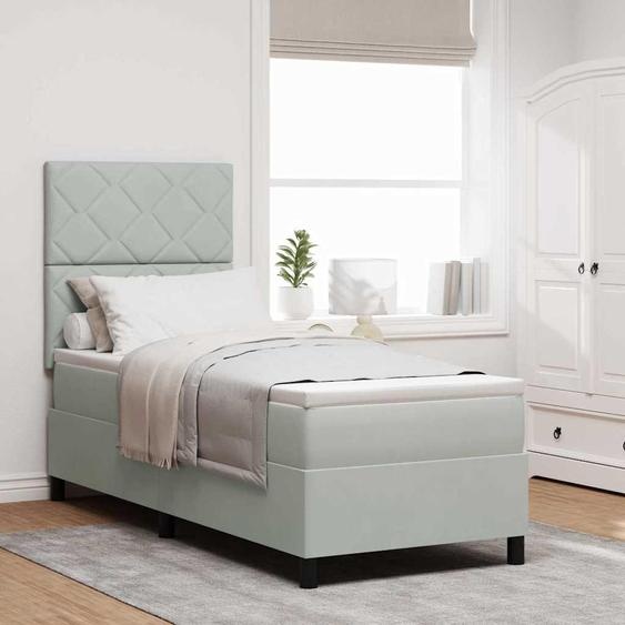Maison Exclusive - Lit boxspring à LED avec tête de lit, gris clair, 80 x 200 cm, velours
