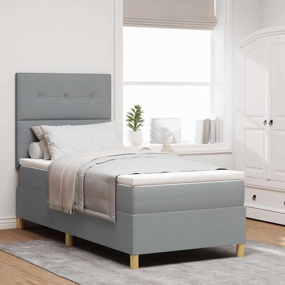 Maison Exclusive - Lit boxspring à LED avec tête de lit gris clair 90 x 190 cm, tissu