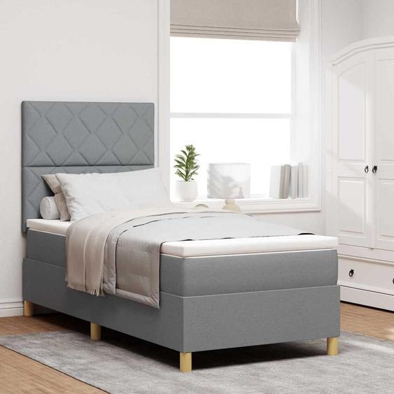Maison Exclusive - Lit boxspring à LED avec tête de lit gris clair 90 x 190 cm, tissu