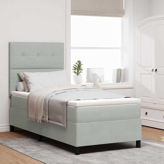 Maison Exclusive - Lit boxspring à LED avec tête de lit, gris clair, 90 x 200 cm, velours
