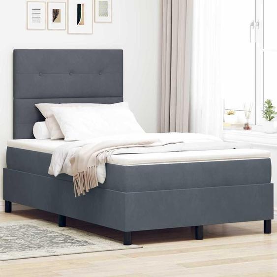 Maison Exclusive - Lit boxspring à LED avec tête de lit, gris foncé, 120 x 190 cm, velours