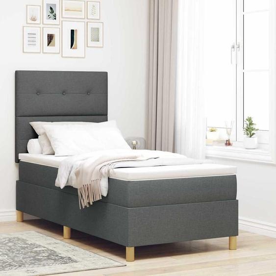 Maison Exclusive - Lit boxspring à LED avec tête de lit, gris foncé, 80 x 200 cm, tissu