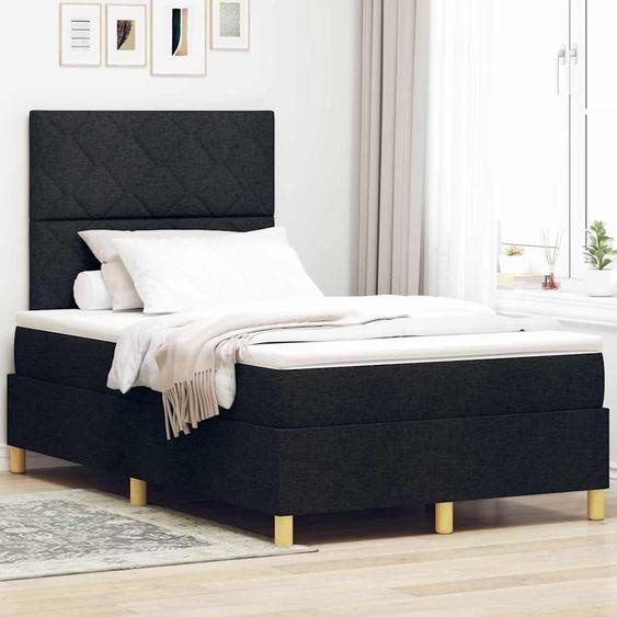Maison Exclusive - Lit boxspring à LED avec tête de lit, noir, 120 x 190 cm, tissu